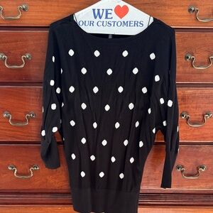 White House Black Market Black and White Polka Dot Sweater